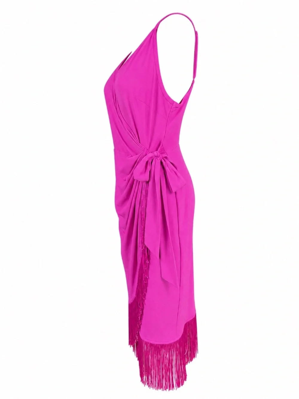 INC International Concepts Size SmallMagenta Fringe Wrap Dress - Picture 3 of 8
